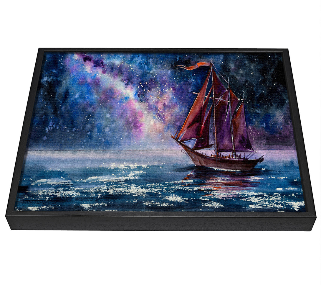 A picture of a The Boat To The Universe framed canvas print sold by Wallart-Direct.co.uk