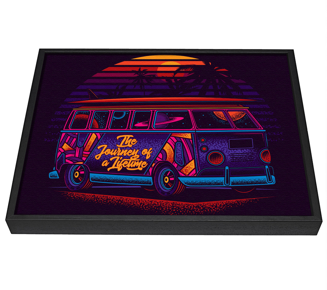 A picture of a Vw Camper Surfs Up framed canvas print sold by Wallart-Direct.co.uk