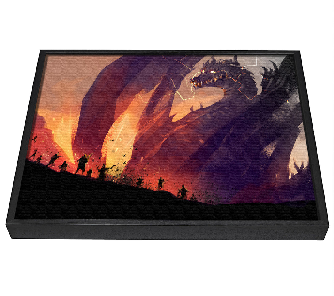 A picture of a When The Dragon Attacks framed canvas print sold by Wallart-Direct.co.uk