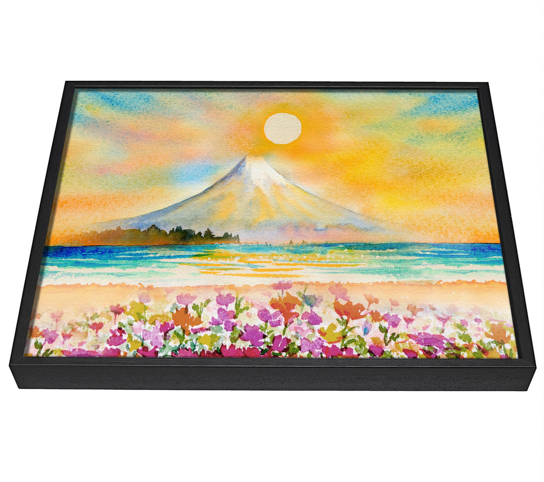 A picture of a Sun Over The Volcano framed canvas print sold by Wallart-Direct.co.uk