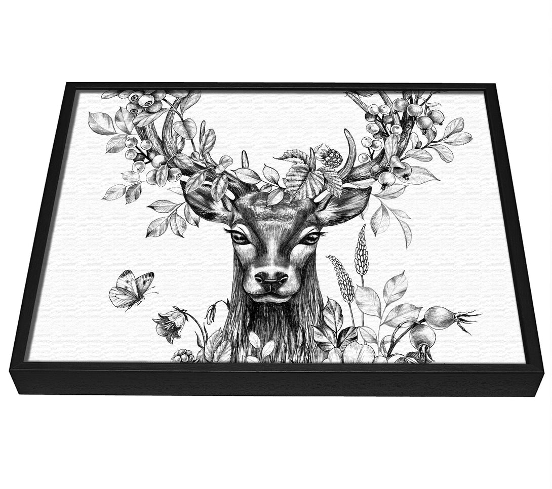 A picture of a The Floral Deer framed canvas print sold by Wallart-Direct.co.uk