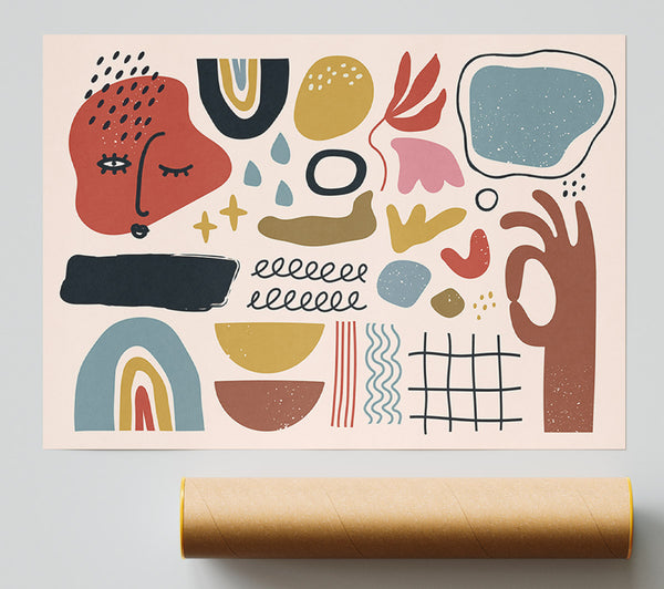 Mid Century Shapes And Faces