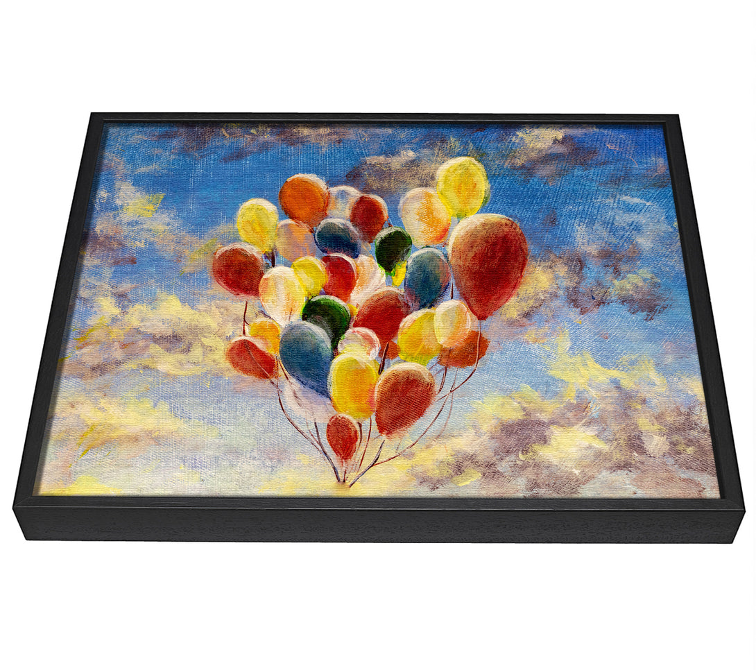 A picture of a Balloons In The Sky framed canvas print sold by Wallart-Direct.co.uk