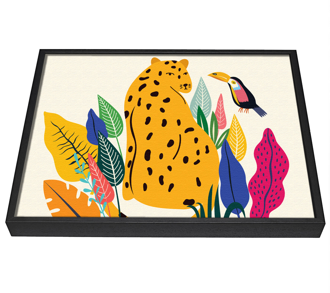 A picture of a Mid Century Leopard framed canvas print sold by Wallart-Direct.co.uk