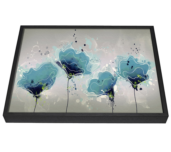 A picture of a Blue Jazz Flowers framed canvas print sold by Wallart-Direct.co.uk