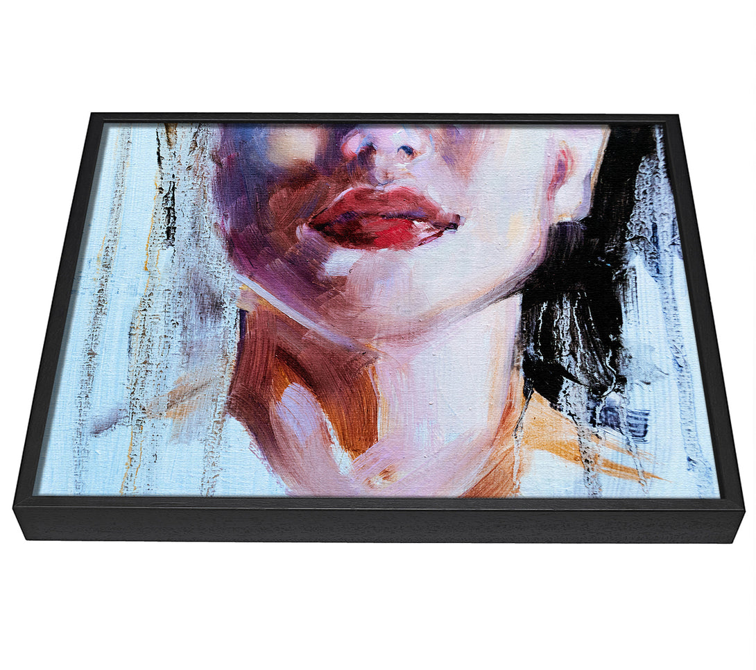 A picture of a The Lips Of A Woman framed canvas print sold by Wallart-Direct.co.uk