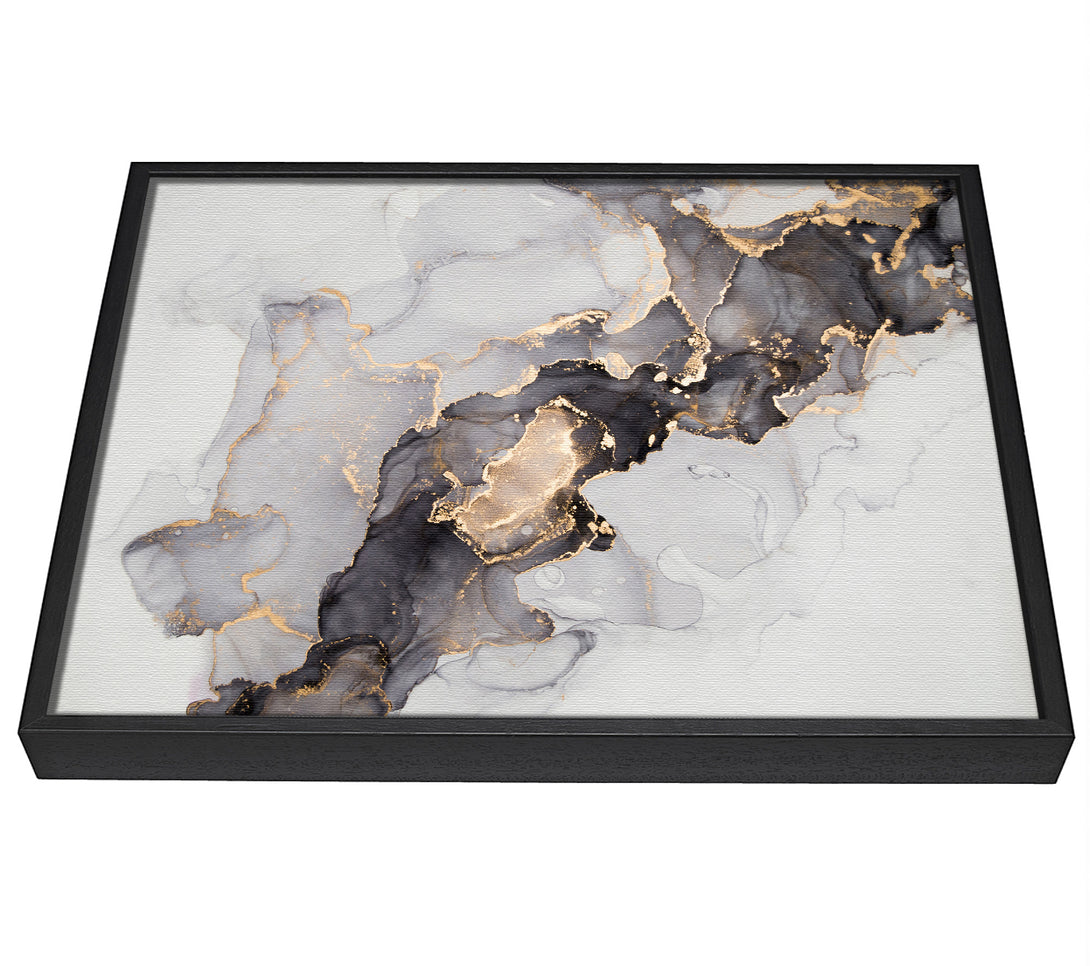 A picture of a Grey And Gold Marble framed canvas print sold by Wallart-Direct.co.uk