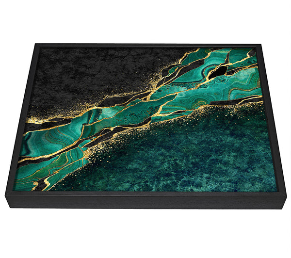 A picture of a The Green And Gold Textures framed canvas print sold by Wallart-Direct.co.uk