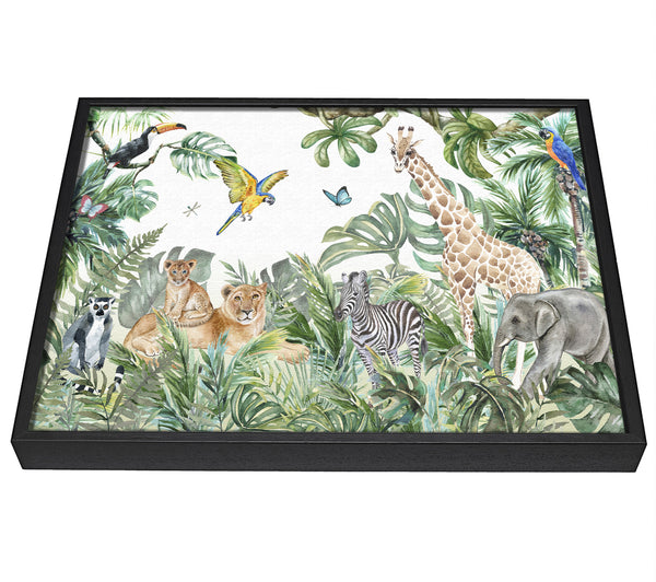 A picture of a Safari Jungle Adventure framed canvas print sold by Wallart-Direct.co.uk