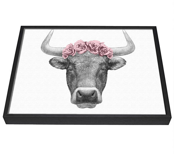 A picture of a Rose Bull Head framed canvas print sold by Wallart-Direct.co.uk