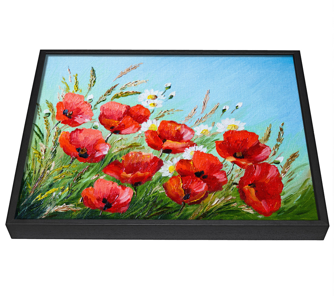 A picture of a Poppies Under The Blue Sky Dream framed canvas print sold by Wallart-Direct.co.uk