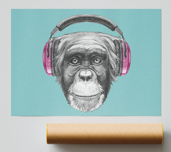 Chimpanzee Headphone Dj