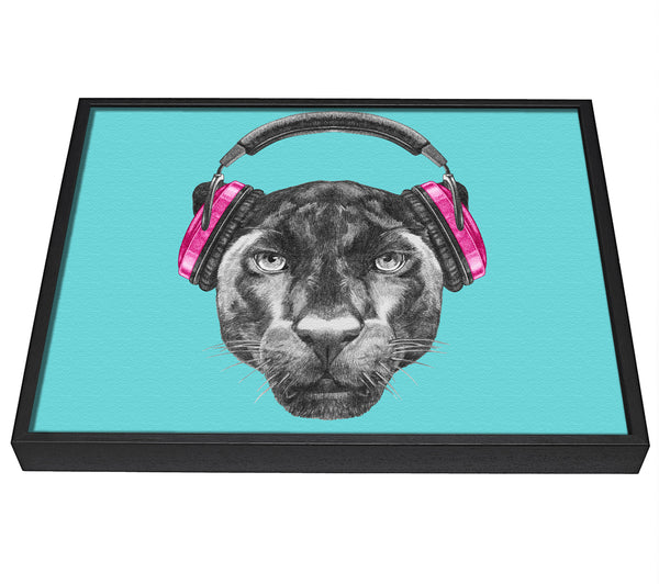 A picture of a Headphone Jaguar Dj framed canvas print sold by Wallart-Direct.co.uk