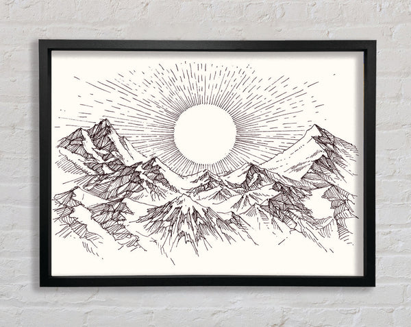 Sun Above The Snowy Mountain Peak