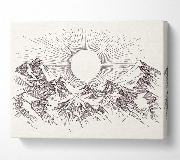 Sun Above The Snowy Mountain Peak