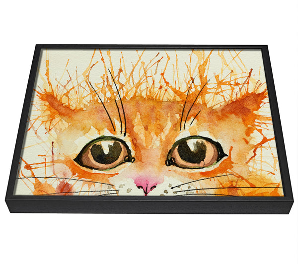 A picture of a Watercolour Ginger Cat Splat framed canvas print sold by Wallart-Direct.co.uk