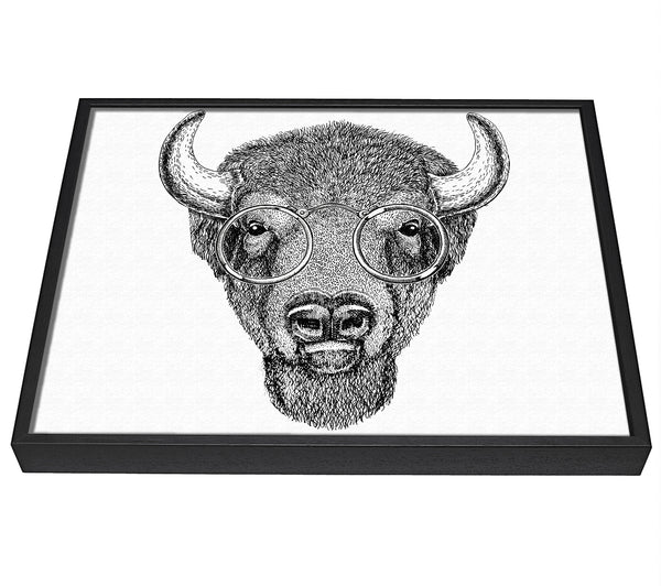 A picture of a Glasses On A Bison framed canvas print sold by Wallart-Direct.co.uk