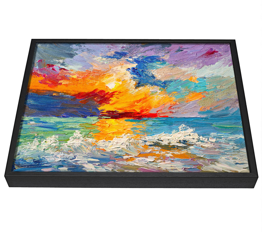 A picture of a Stunning Sunset Explosion framed canvas print sold by Wallart-Direct.co.uk