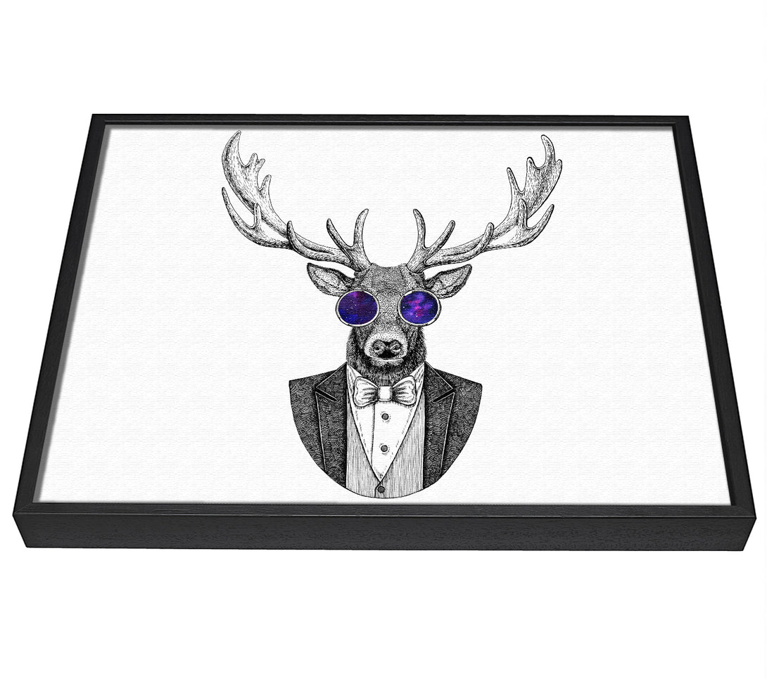 A picture of a Glasses Deer framed canvas print sold by Wallart-Direct.co.uk