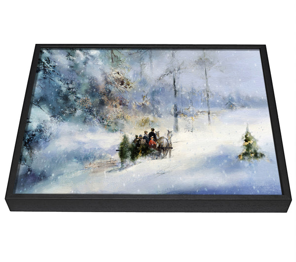 A picture of a Traveling Through The Snow framed canvas print sold by Wallart-Direct.co.uk