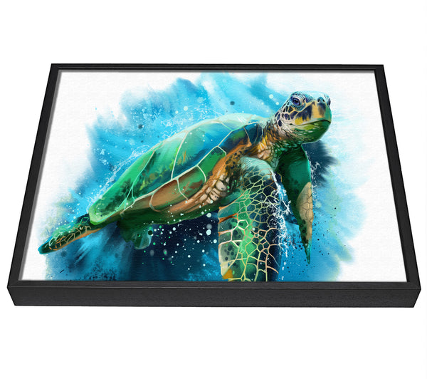 A picture of a The Sea Turtle Watercolour framed canvas print sold by Wallart-Direct.co.uk