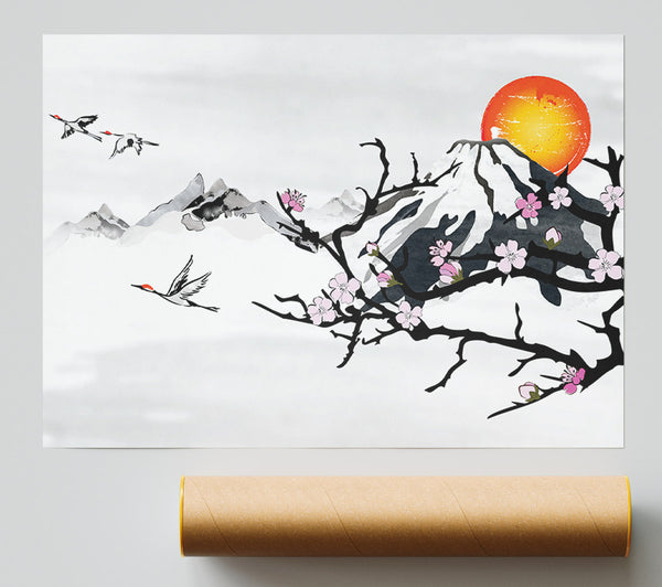 Branches In The Japanese Sunrise