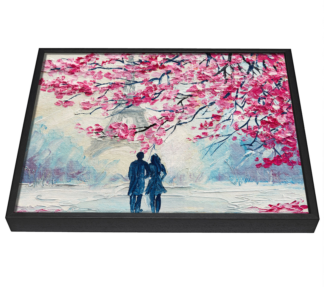 A picture of a Walk Through Paris Blossom framed canvas print sold by Wallart-Direct.co.uk