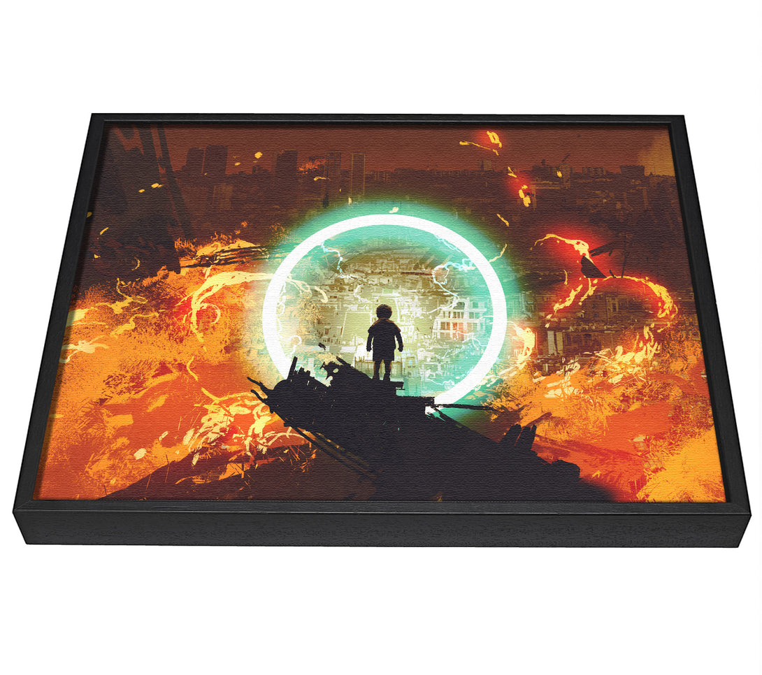 A picture of a The Neon Ring Of Fire framed canvas print sold by Wallart-Direct.co.uk