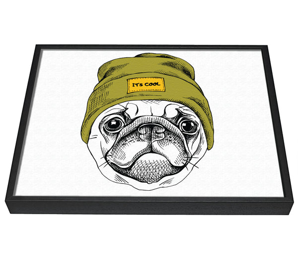 A picture of a Pug Life Beanie framed canvas print sold by Wallart-Direct.co.uk