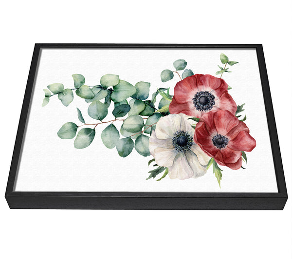 A picture of a Green Leafed Flower Trio framed canvas print sold by Wallart-Direct.co.uk