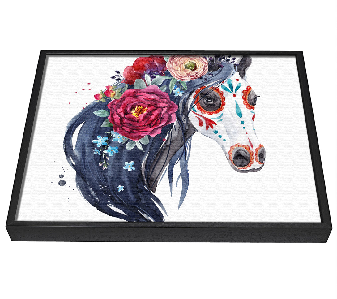 A picture of a Day Of The Dead Horse framed canvas print sold by Wallart-Direct.co.uk