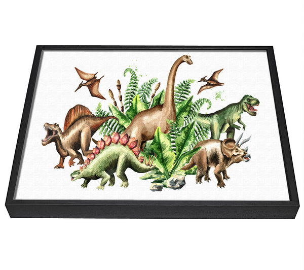 A picture of a Dinosaur Crew framed canvas print sold by Wallart-Direct.co.uk