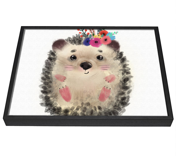 A picture of a The Curled Up Hedgehog framed canvas print sold by Wallart-Direct.co.uk