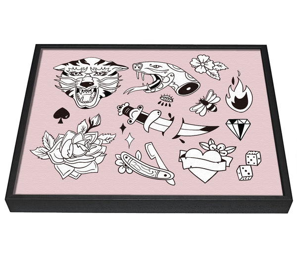 A picture of a Tattoo Flash Design Dagger framed canvas print sold by Wallart-Direct.co.uk