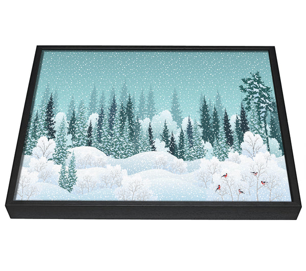 A picture of a Snow In Amongst The Trees framed canvas print sold by Wallart-Direct.co.uk