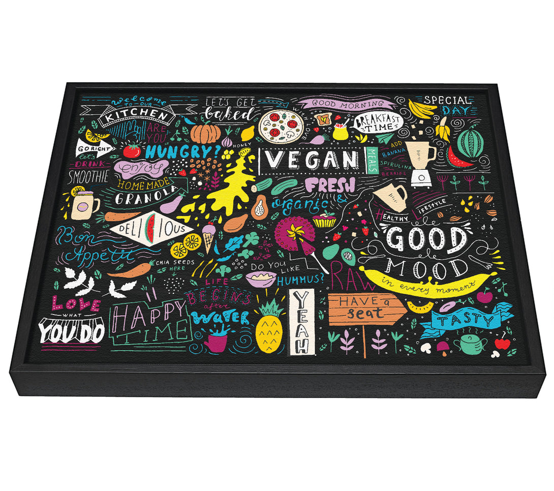 A picture of a Vegan Good Mood Colour framed canvas print sold by Wallart-Direct.co.uk