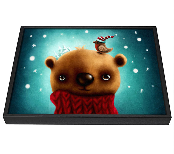 A picture of a Little Bear And Robin framed canvas print sold by Wallart-Direct.co.uk