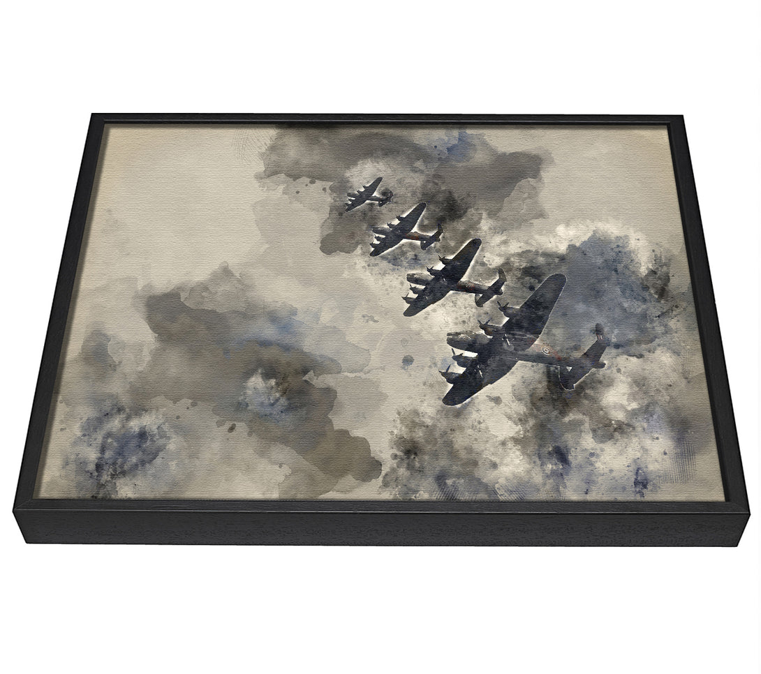 A picture of a Raf Bombers In Flight framed canvas print sold by Wallart-Direct.co.uk