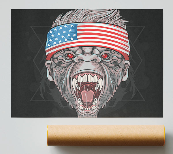 Angry Gorilla American Flag