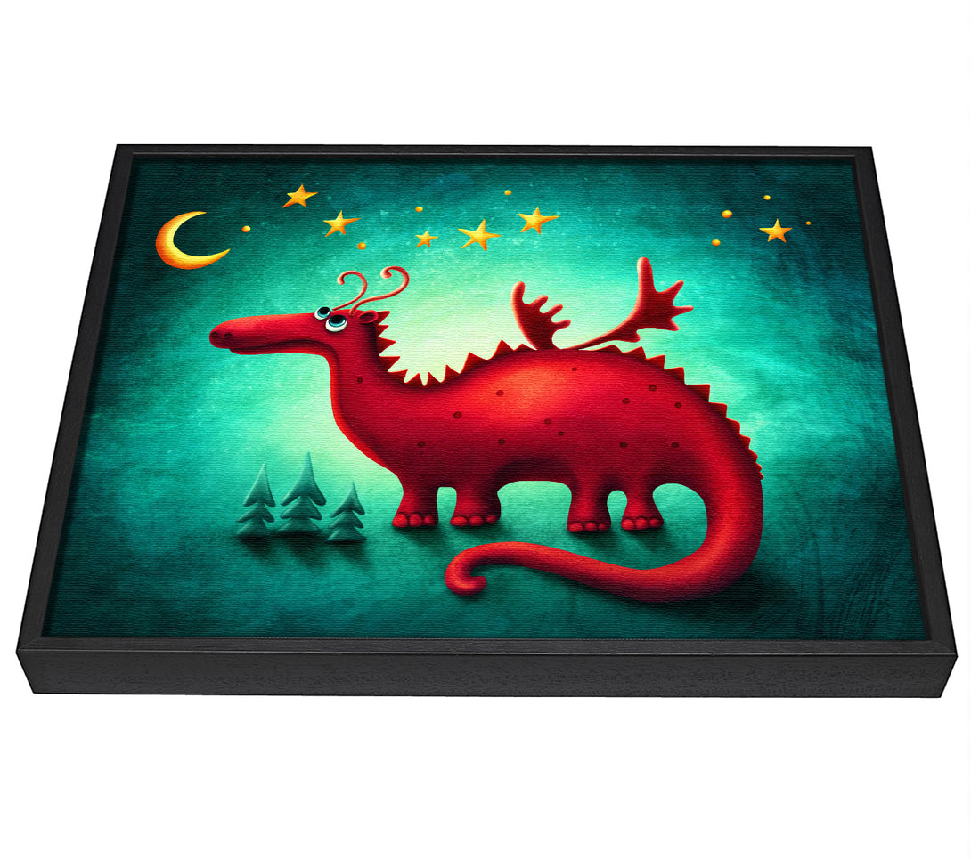 A picture of a The Red Dragon Beneath The Moon framed canvas print sold by Wallart-Direct.co.uk