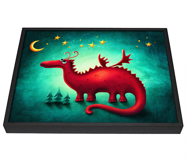 A picture of a The Red Dragon Beneath The Moon framed canvas print sold by Wallart-Direct.co.uk