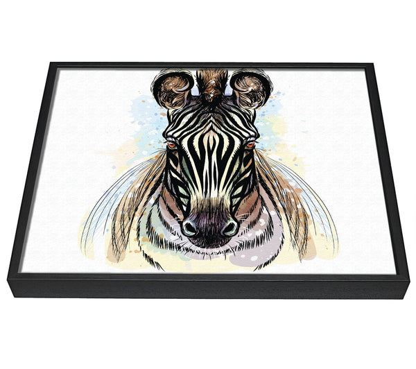 A picture of a Stunning Zebra Head framed canvas print sold by Wallart-Direct.co.uk