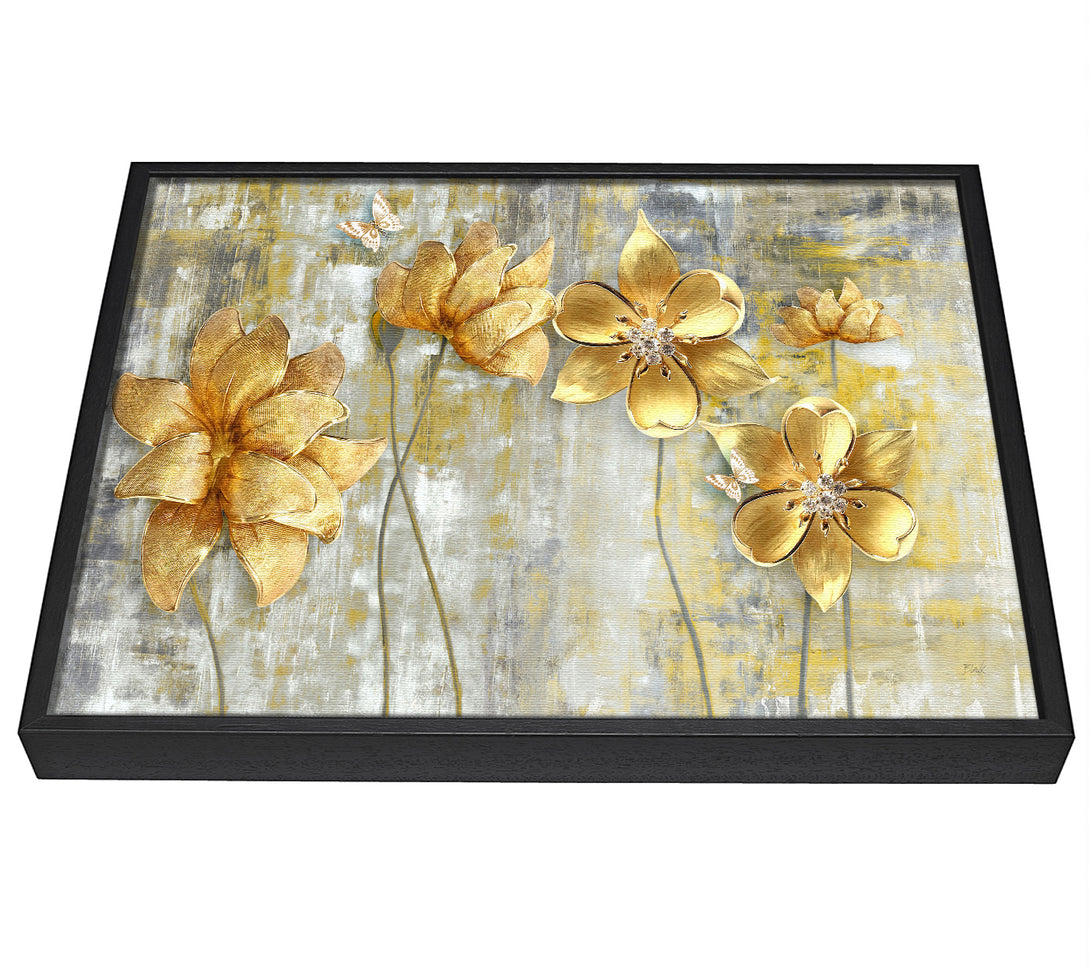 A picture of a Yellow Flowers Beauty framed canvas print sold by Wallart-Direct.co.uk