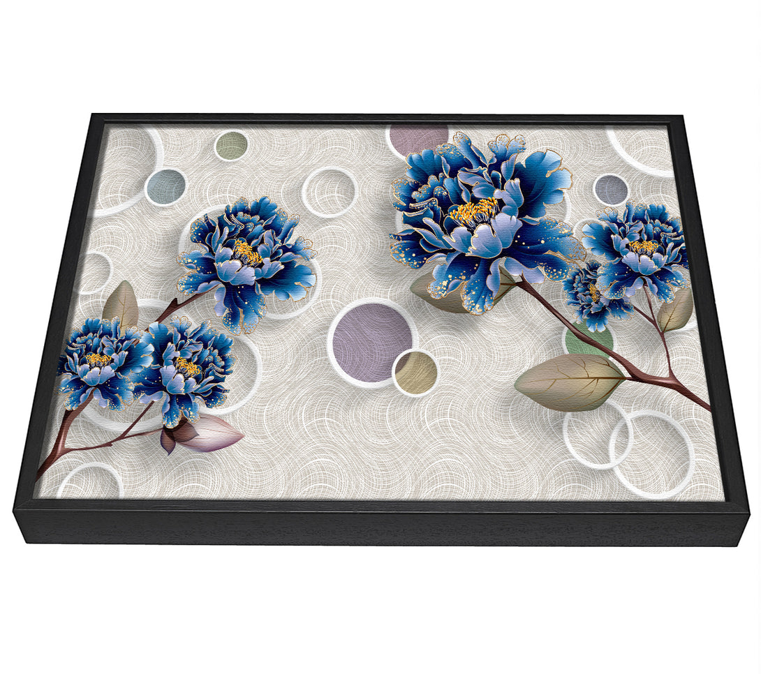 A picture of a Blue Stunning Flower Circles framed canvas print sold by Wallart-Direct.co.uk