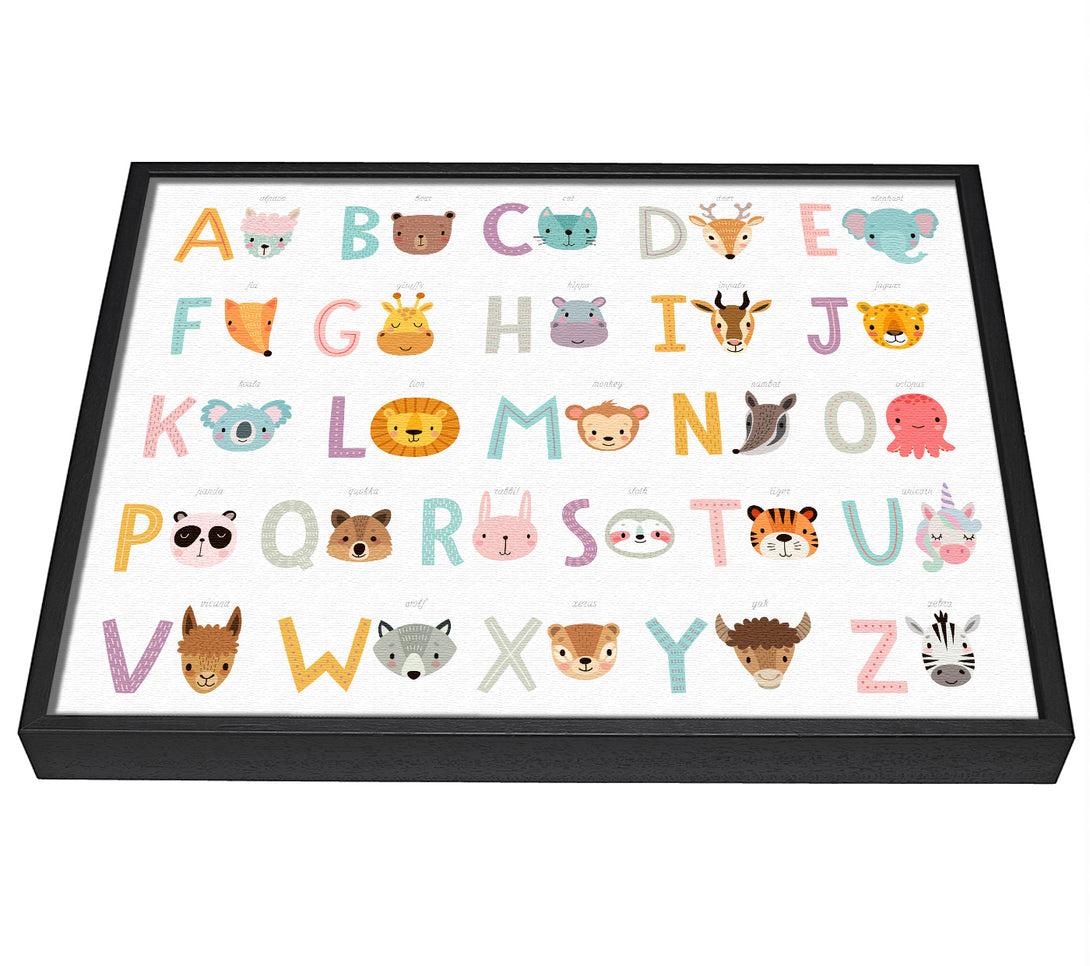 A picture of a The Animal Alphabet framed canvas print sold by Wallart-Direct.co.uk