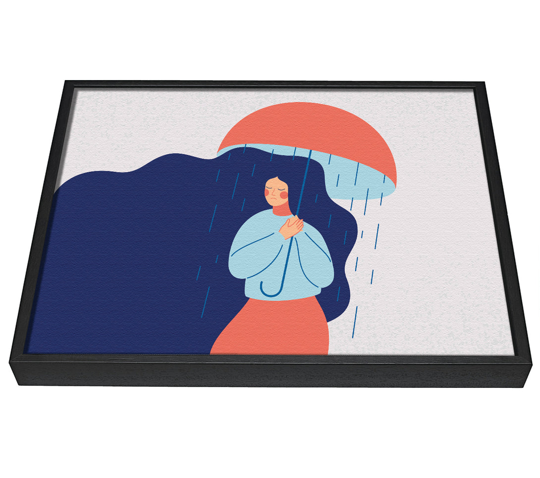 A picture of a Raining On The Woman framed canvas print sold by Wallart-Direct.co.uk