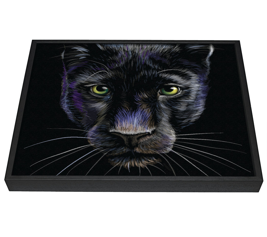 A picture of a The Black Panther Face framed canvas print sold by Wallart-Direct.co.uk