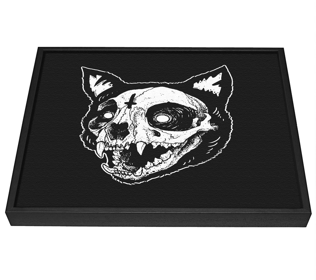 A picture of a The Inverted Cross Cat framed canvas print sold by Wallart-Direct.co.uk