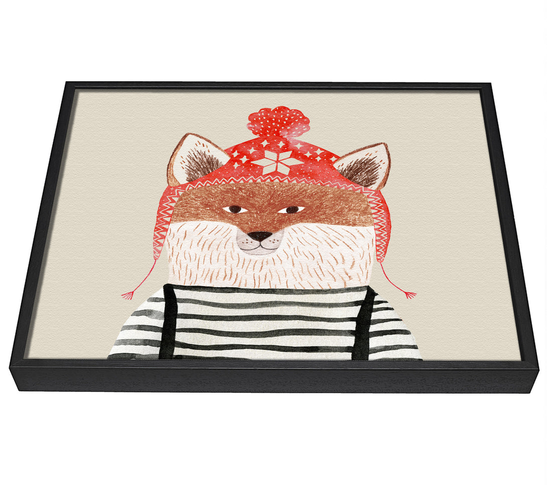 A picture of a The Fox In A Hat framed canvas print sold by Wallart-Direct.co.uk