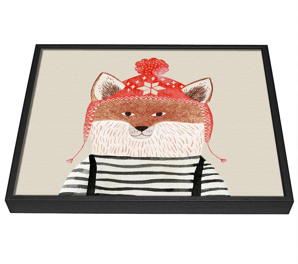 A picture of a The Fox In A Hat framed canvas print sold by Wallart-Direct.co.uk